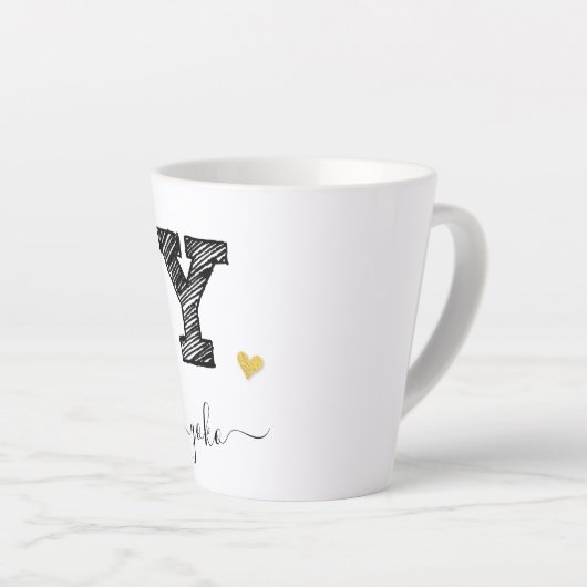 Retro Sketch Monogram Letter Y, Latte Mok (Rechterhoek)
