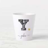 Retro Sketch Monogram Letter Y, Latte Mok (Voorkant)