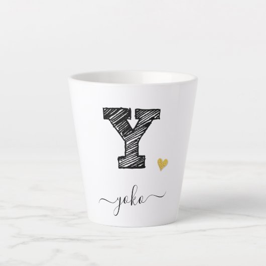 Retro Sketch Monogram Letter Y, Latte Mok (Voorkant)