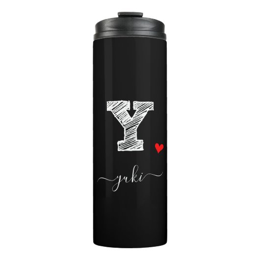 Retro Sketch Monogram Letter Y, Thermal Tumbler Thermosbeker (Voorkant)