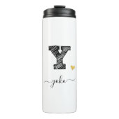 Retro Sketch Monogram Letter Y, Thermal Tumbler Thermosbeker (Voorkant)