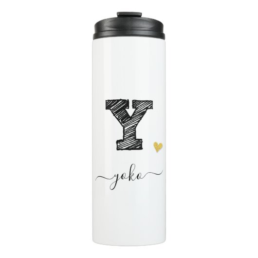 Retro Sketch Monogram Letter Y, Thermal Tumbler Thermosbeker (Voorkant)