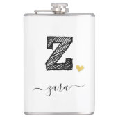 Retro Sketch Monogram Letter Z, kolf Heupfles (Voorkant)
