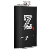 Retro Sketch Monogram Letter Z, kolf Heupfles (Rechts)