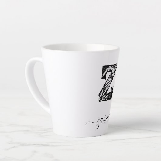 Retro Sketch Monogram Letter Z, Latte Mok (Linkerhoek)