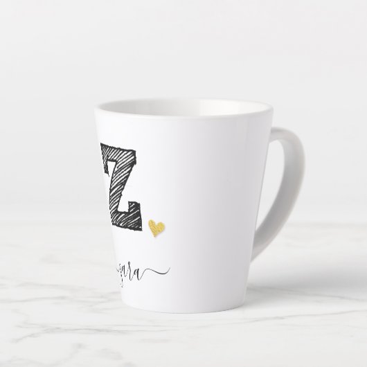Retro Sketch Monogram Letter Z, Latte Mok (Rechterhoek)