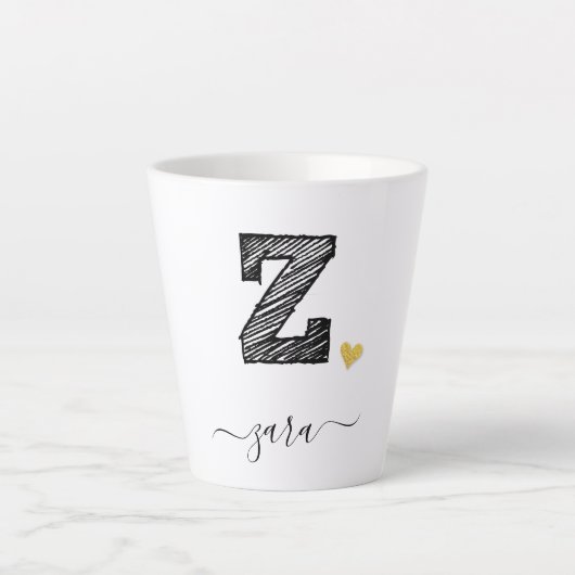 Retro Sketch Monogram Letter Z, Latte Mok (Voorkant)