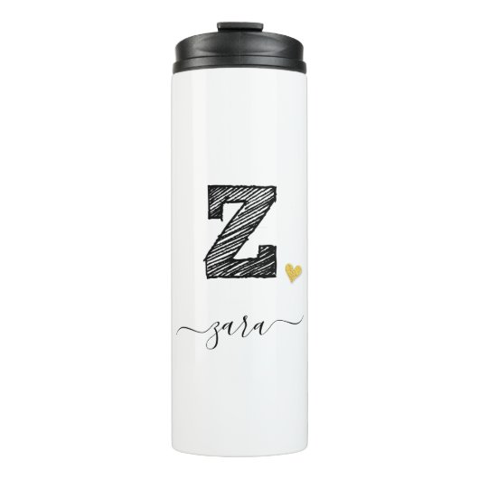 Retro Sketch Monogram Letter Z, Thermal Tumbler Thermosbeker (Voorkant)