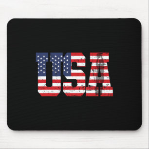 Retro Sketll Speler Silhouet Amerikaanse Vlag Vs  Muismat
