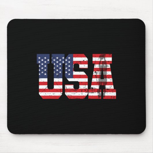 Retro Sketll Speler Silhouet Amerikaanse Vlag Vs Muismat (Voorkant)