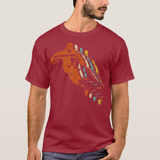 Retro Ski  80s 90s Ski Draag Skiing T-shirt (Voorkant)