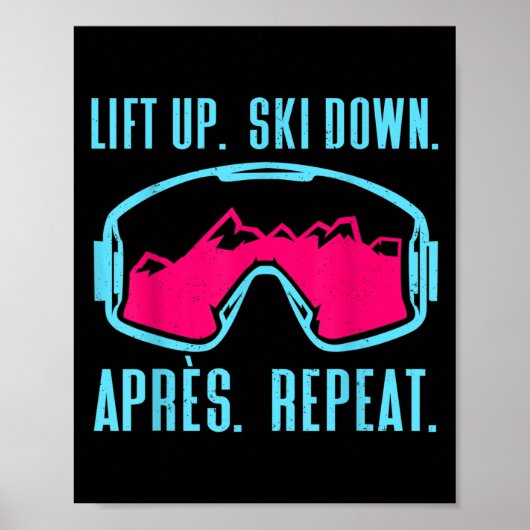 Retro Ski Goggles  80s 90s Skiing Outfit Poster (Voorkant)