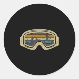 Retro Ski Goggles Mountain Sneeuw Wintervakantie S Ronde Sticker