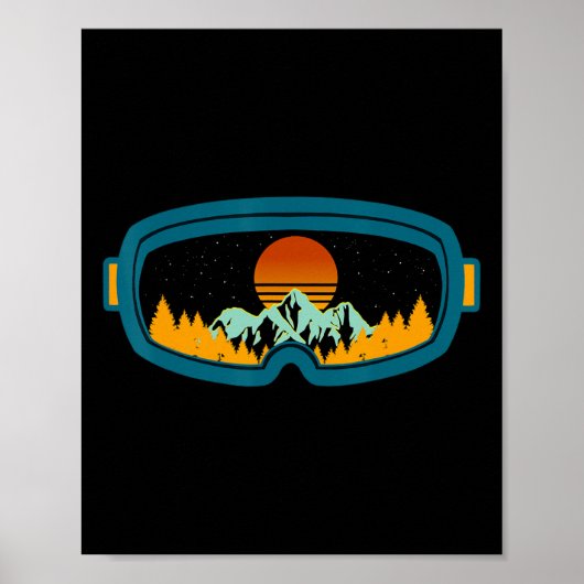 Retro Ski Goggles Skiën Snowboard Winter Zee Poster (Voorkant)