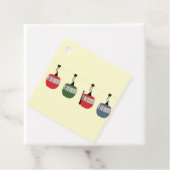 Retro Ski Gondola Lift Skiërs Cream Bedankjes Labels (In situ)