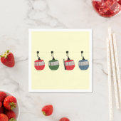 Retro Ski Gondola Lift Skiërs Cream Servet (Insitu)