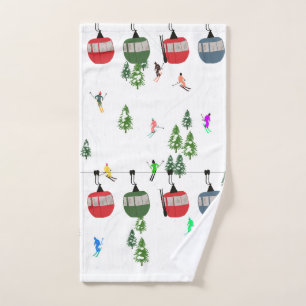 Retro ski-illustratie handdoek