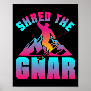 Retro ski jaren 90 jaren 80 ski-outfit versnipperd poster