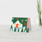 Retro Ski-kerstkaart Feestdagen Kaart (Voorkant)