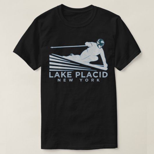 Retro Ski Lake Placid NY Illustratie Sneeuw T-shirt (Design voorkant)