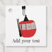 Retro Ski Lift Skiën Sneeuw Berg Illustratie Bedankjes Labels (Voorkant)