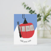 Retro Ski Lift Skiën Sneeuw Berg Illustratie Briefkaart (Staand voorkant)