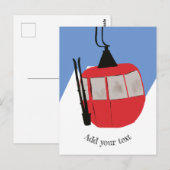 Retro Ski Lift Skiën Sneeuw Berg Illustratie Briefkaart (Voorkant / Achterkant)