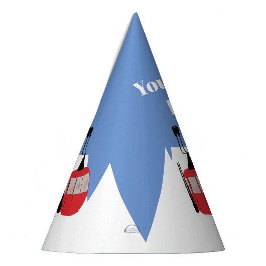 Retro Ski Lift Skiën Sneeuw Berg Illustratie Feesthoedjes (Links)