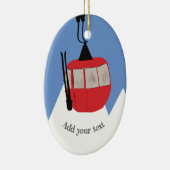 Retro Ski Lift Skiën Sneeuw Berg Illustratie Keramisch Ornament (Rechts)