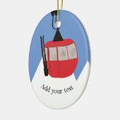 Retro Ski Lift Skiën Sneeuw Berg Illustratie Keramisch Ornament (Links)