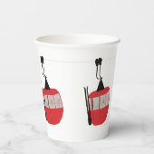 Retro Ski Lift Skiën Sneeuw Berg Illustratie Papieren Bekers (Achterkant)