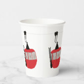 Retro Ski Lift Skiën Sneeuw Berg Illustratie Papieren Bekers (Rechts)