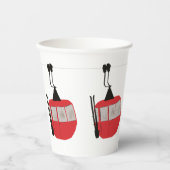 Retro Ski Lift Skiën Sneeuw Berg Illustratie Papieren Bekers (Voorkant)