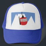 Retro Ski Lift Skiën Sneeuw Berg Illustratie Trucker Pet<br><div class="desc">Modern ski thema cadeau voor hem en haar. Retro skilift gondel illustratie patroon voor skiër. Skiën thema home decor en geschenken.</div>