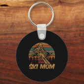 Retro Ski Moeder Zonsondergang Gift Moeder Skier F Sleutelhanger (Voorkant)