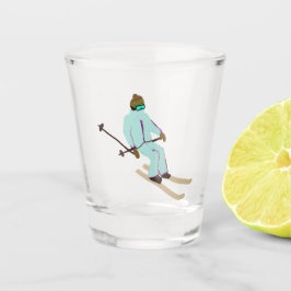 Retro Ski opent Skier kerst nieuwjaar Shot Glas