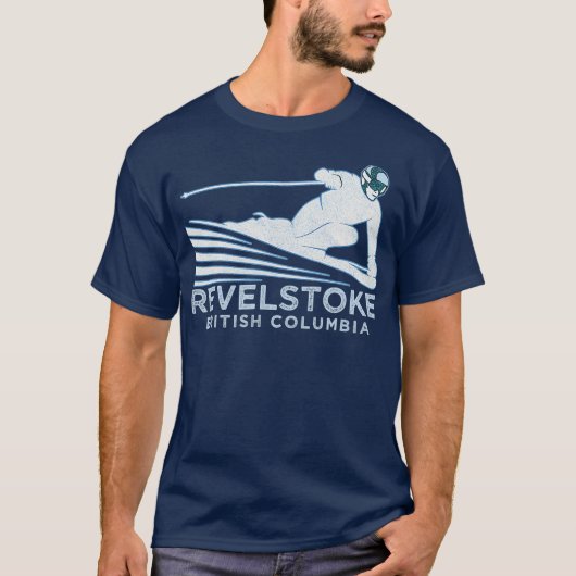 Retro Ski Revelstoke BC Illustratie T-shirt (Voorkant)