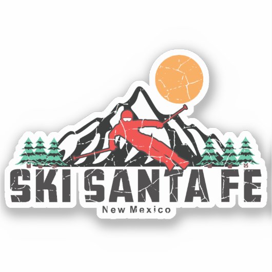 Retro Ski Santa Fe Sticker (Voorkant)