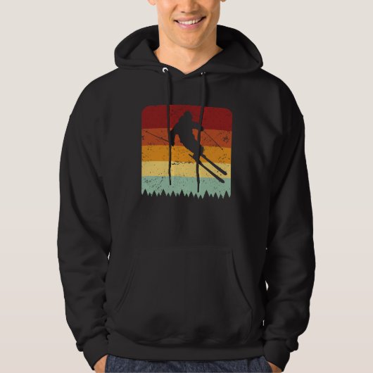 Retro Ski  Skier Old Schol Skiing Hoodie (Voorkant)