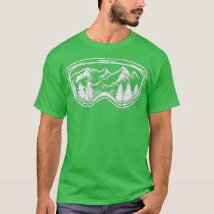 Retro Ski Snowboard Goggles Gift Skiing Snow Winte T-shirt