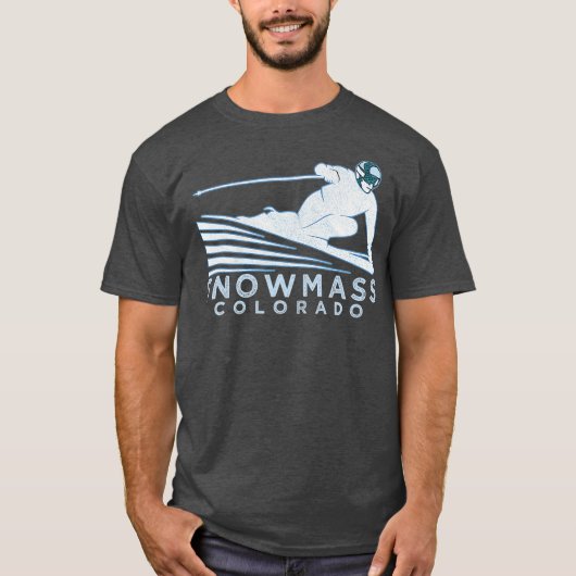 Retro Ski Snowmass Colorado Illustratie Snow T-shirt (Voorkant)