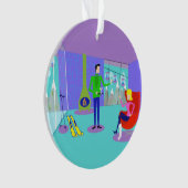 Retro Ski Vacation Kerstmis Ornament (voorkant)