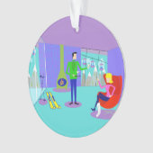 Retro Ski Vacation Kerstmis Ornament (voorkant)