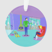 Retro Ski Vacation Kerstmis Ornament (voorkant)