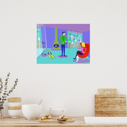 Retro Ski Vacation Poster (Keuken)