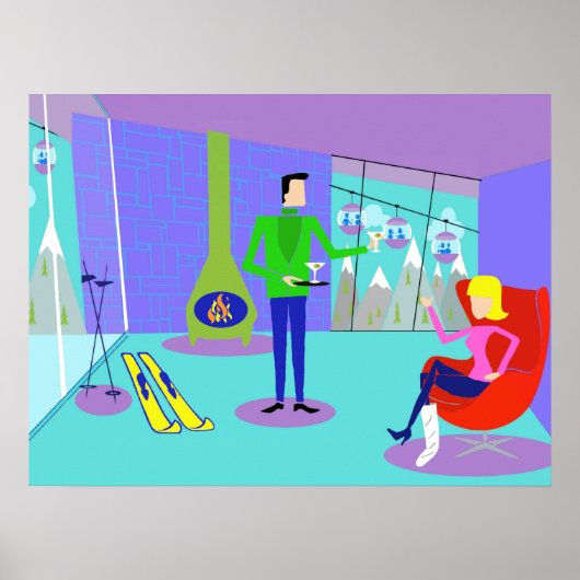 Retro Ski Vacation Poster (Voorkant)
