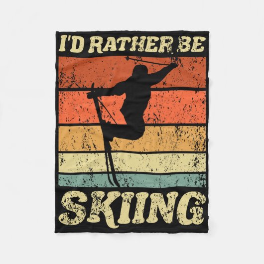 Retro Ski Vacation Winter Sports Skiers I'd Rather Fleece Deken (Voorkant)