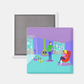 Retro ski vakantie magneet (Voorkant / Achterkant)