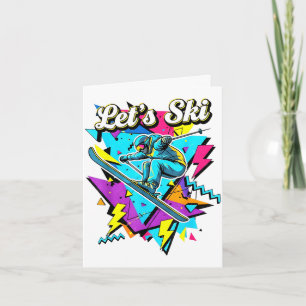 Retro ski vintage 80s 90s skisport ontwerp kaart