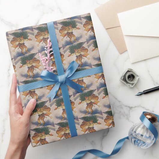 Retro Ski vintage kerst Cadeaupapier (Geschenken)